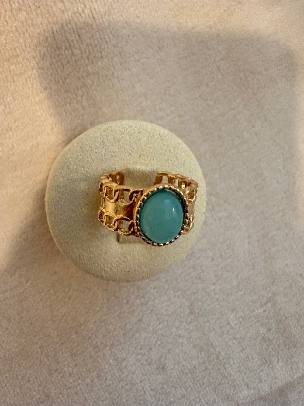 Gold-Tone and turquoise Ring Size 6.5